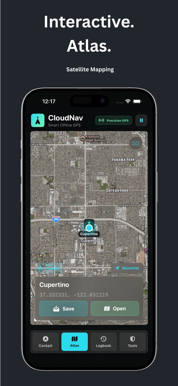 CloudNav saved location interface