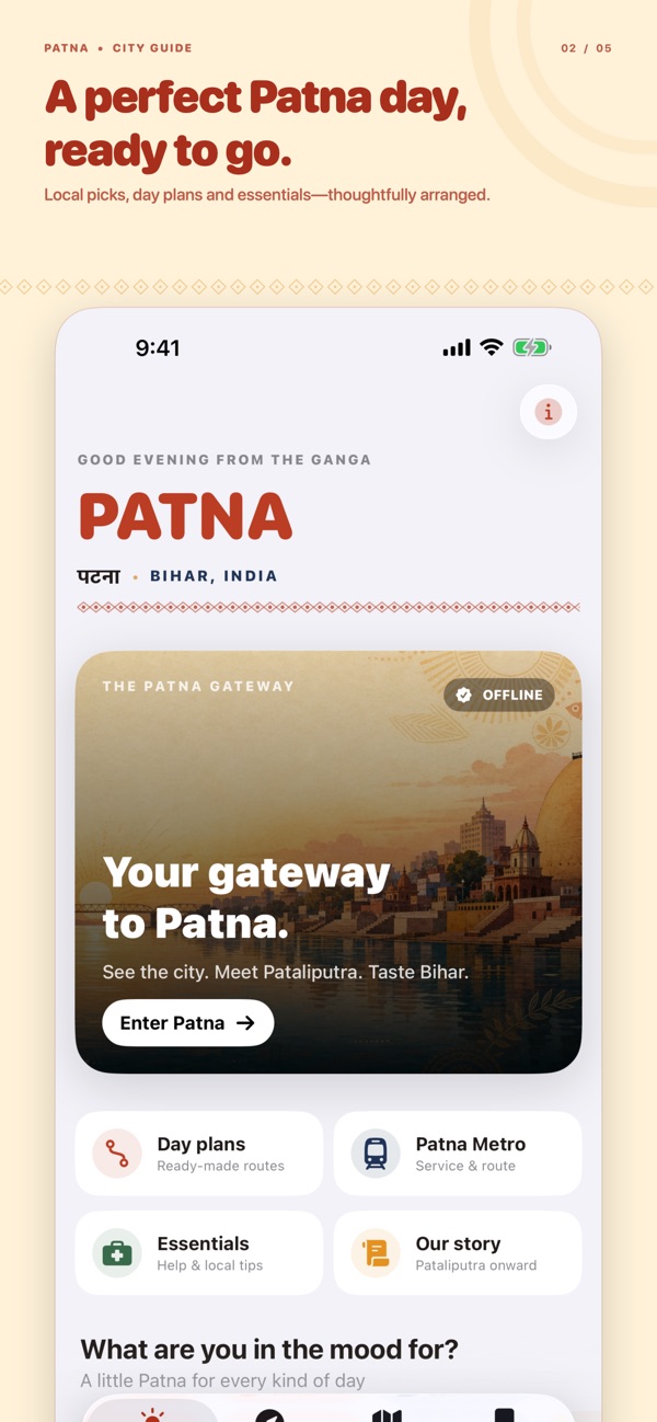 Patna City Guide day plan screen